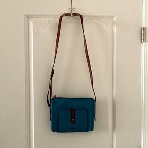 Fossil NWOT Blue Leather Shoulder/Cross Body Bag